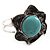 Turquoise Stone Flower Hinged Bangle Bracelet (Antique Silver) - view 13