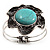 Turquoise Stone Flower Hinged Bangle Bracelet (Antique Silver)