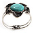 Turquoise Stone Flower Hinged Bangle Bracelet (Antique Silver) - view 9