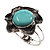 Turquoise Stone Flower Hinged Bangle Bracelet (Antique Silver) - view 16
