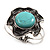 Turquoise Stone Flower Hinged Bangle Bracelet (Antique Silver) - view 17