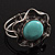 Turquoise Stone Flower Hinged Bangle Bracelet (Antique Silver) - view 5
