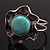 Turquoise Stone Flower Hinged Bangle Bracelet (Antique Silver) - view 18
