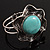 Turquoise Stone Flower Hinged Bangle Bracelet (Antique Silver) - view 8