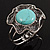 Turquoise Stone Flower Hinged Bangle Bracelet (Antique Silver) - view 2