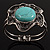 Turquoise Stone Flower Hinged Bangle Bracelet (Antique Silver) - view 7