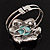 Turquoise Stone Flower Hinged Bangle Bracelet (Antique Silver) - view 4