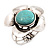 Large Turquoise Stone Flower Hinged Bangle Bracelet (Antique Silver) - view 8
