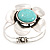 Large Turquoise Stone Flower Hinged Bangle Bracelet (Antique Silver) - view 11