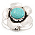 Large Turquoise Stone Flower Hinged Bangle Bracelet (Antique Silver) - view 12