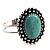 Vintage Oval Shape Turquoise Stone Hinged Bangle Bracelet - view 10