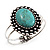 Vintage Oval Shape Turquoise Stone Hinged Bangle Bracelet - view 6