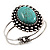 Vintage Oval Shape Turquoise Stone Hinged Bangle Bracelet - view 2