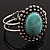 Vintage Oval Shape Turquoise Stone Hinged Bangle Bracelet - view 3