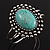 Vintage Oval Shape Turquoise Stone Hinged Bangle Bracelet - view 11