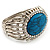 Vintage Oval Shape Turquoise Stone, Crystal Hinged Bangle Bracelet - view 9