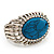 Vintage Oval Shape Turquoise Stone, Crystal Hinged Bangle Bracelet - view 11