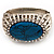 Vintage Oval Shape Turquoise Stone, Crystal Hinged Bangle Bracelet - view 12