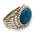 Vintage Oval Shape Turquoise Stone, Crystal Hinged Bangle Bracelet - view 13