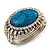 Vintage Oval Shape Turquoise Stone, Crystal Hinged Bangle Bracelet - view 14