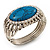 Vintage Oval Shape Turquoise Stone, Crystal Hinged Bangle Bracelet - view 4