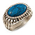 Vintage Oval Shape Turquoise Stone, Crystal Hinged Bangle Bracelet - view 3