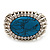 Vintage Oval Shape Turquoise Stone, Crystal Hinged Bangle Bracelet - view 15