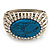 Vintage Oval Shape Turquoise Stone, Crystal Hinged Bangle Bracelet - view 16