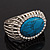 Vintage Oval Shape Turquoise Stone, Crystal Hinged Bangle Bracelet - view 17