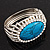 Vintage Oval Shape Turquoise Stone, Crystal Hinged Bangle Bracelet - view 18