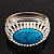 Vintage Oval Shape Turquoise Stone, Crystal Hinged Bangle Bracelet - view 19