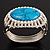 Vintage Oval Shape Turquoise Stone, Crystal Hinged Bangle Bracelet - view 2