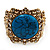 Victorian Gold Crystal, Turquoise Stone Hinged Bangle Bracelet - view 11