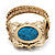 Victorian Gold Crystal, Turquoise Stone Hinged Bangle Bracelet - view 9