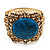Victorian Gold Crystal, Turquoise Stone Hinged Bangle Bracelet - view 5