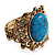 Victorian Gold Crystal, Turquoise Stone Hinged Bangle Bracelet - view 14