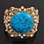 Victorian Gold Crystal, Turquoise Stone Hinged Bangle Bracelet - view 16