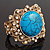 Victorian Gold Crystal, Turquoise Stone Hinged Bangle Bracelet - view 4