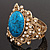 Victorian Gold Crystal, Turquoise Stone Hinged Bangle Bracelet - view 17