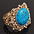 Victorian Gold Crystal, Turquoise Stone Hinged Bangle Bracelet - view 20