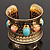 Wide Gold Plated Coral & Turquoise Coloured Acrylic Bead Cuff Bangle - 19cm Length - view 2