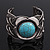 Vintage Turquoise Stone Flower Cuff Bracelet In Antique Silver Metal - Adjustable - view 8