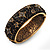 Jet Black 'Heart & Star' Swarovski Crystal Hinged Bangle Bracelet In Antique Gold Metal -19cm Length - view 6