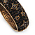 Jet Black 'Heart & Star' Swarovski Crystal Hinged Bangle Bracelet In Antique Gold Metal -19cm Length - view 3