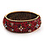 Burgundy Red 'Heart & Star' Swarovski Crystal Hinged Bangle Bracelet In Antique Gold Metal -19cm Length - view 5