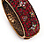 Burgundy Red 'Heart & Star' Swarovski Crystal Hinged Bangle Bracelet In Antique Gold Metal -19cm Length - view 3