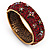 Burgundy Red 'Heart & Star' Swarovski Crystal Hinged Bangle Bracelet In Antique Gold Metal -19cm Length - view 8