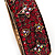 Burgundy Red 'Heart & Star' Swarovski Crystal Hinged Bangle Bracelet In Antique Gold Metal -19cm Length - view 10