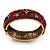 Burgundy Red 'Heart & Star' Swarovski Crystal Hinged Bangle Bracelet In Antique Gold Metal -19cm Length - view 9