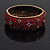 Burgundy Red 'Heart & Star' Swarovski Crystal Hinged Bangle Bracelet In Antique Gold Metal -19cm Length - view 7